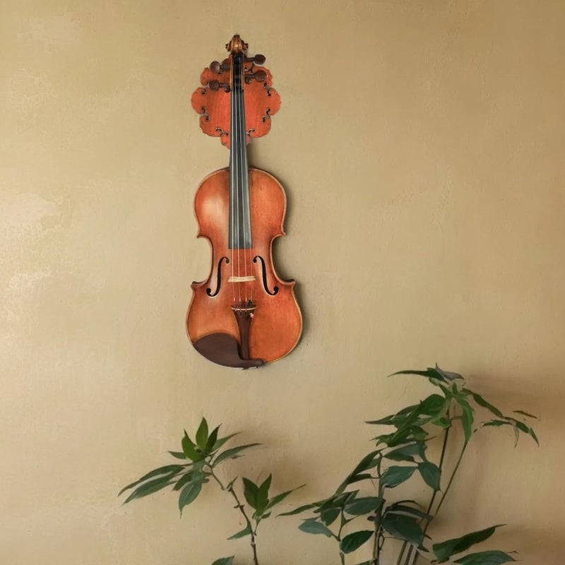 YWYLL Elegant Wooden Fiddle Violin Wall Hanger with Intricate Pattern-Perfect for Music Lovers. Handcrafted,Unique Violin-Inspired Art for Any Room.Includes Installation Screws,Wall Mount string swing - Image 2